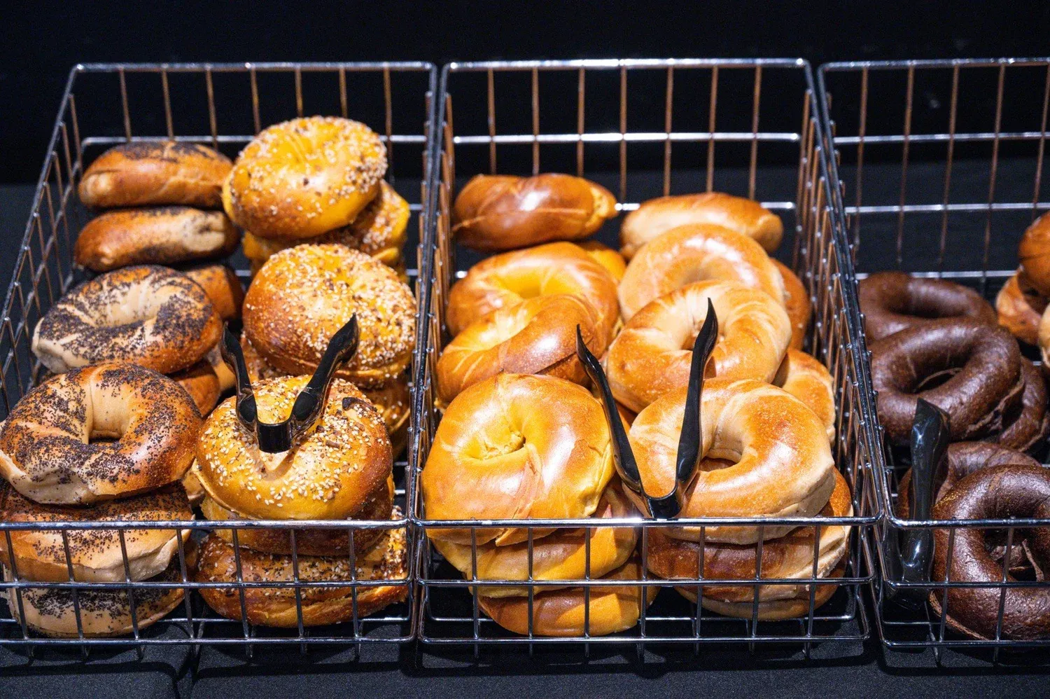 Bagel catering setup for corporate event