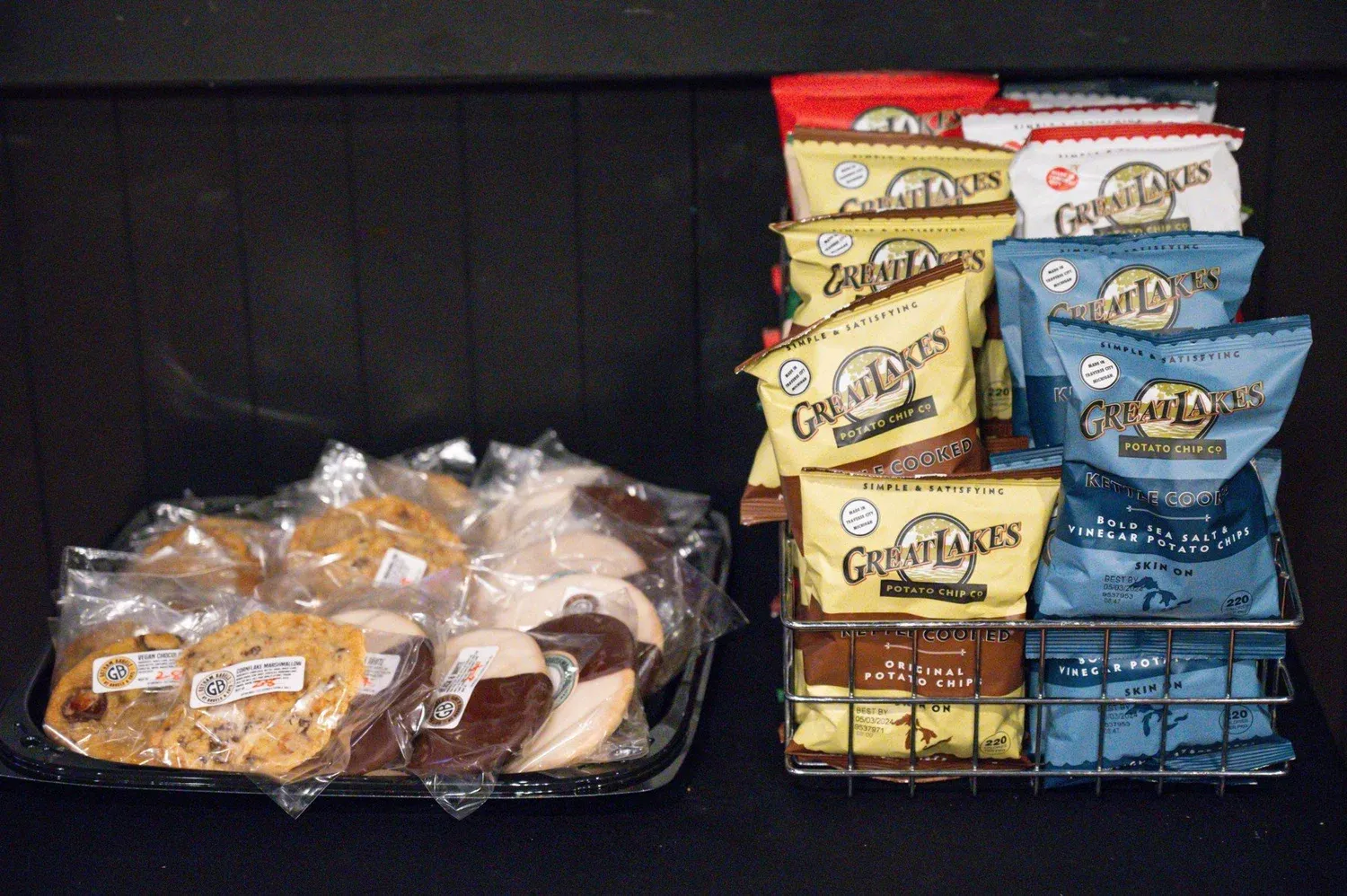 Gotham Bagels catering display with bagels