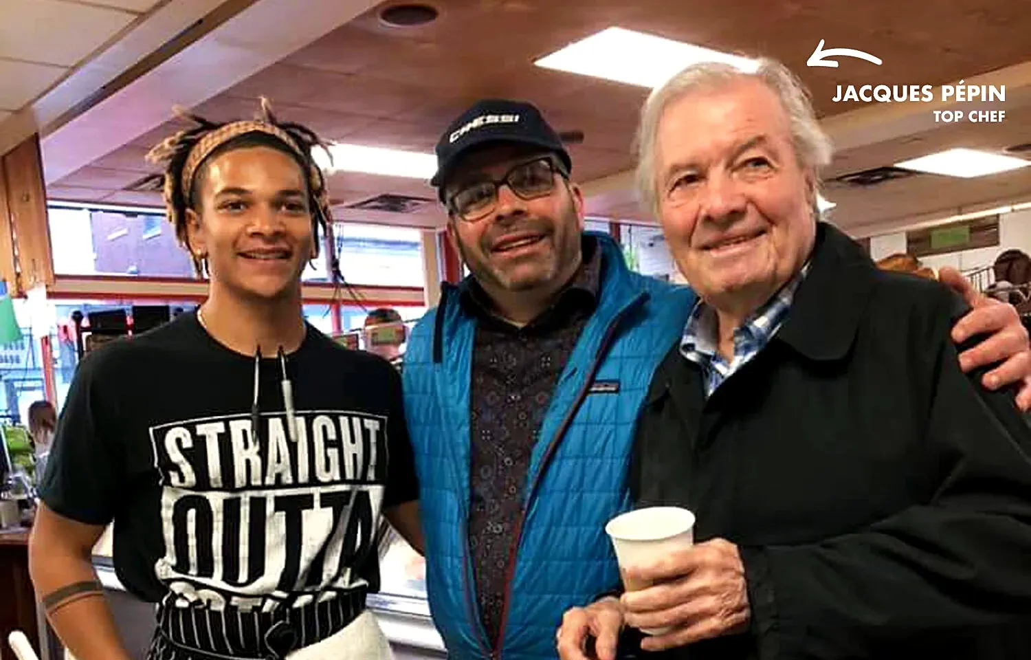 Chef Jacques Pepin visiting Gotham Bagels