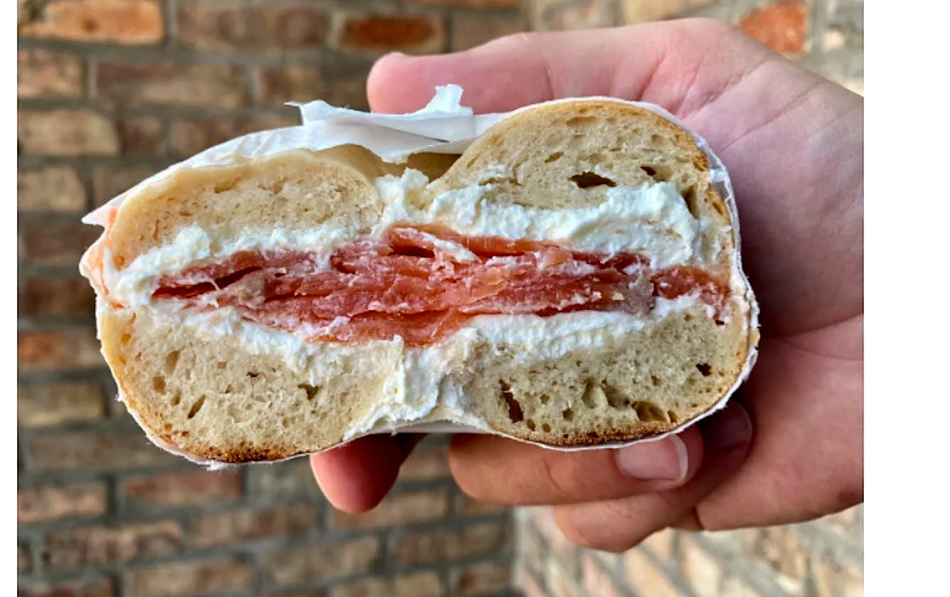 A Gotham Bagels bagel sandwich featured in The Infatuation's review